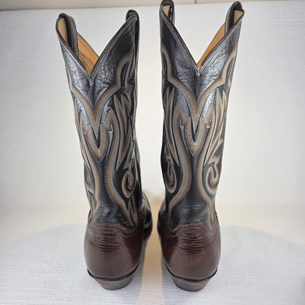 Justin Lizard Skin Brown Leather Western Cowboy Boots Men's 9.5 EE USA #8353 - Picture 4 of 15